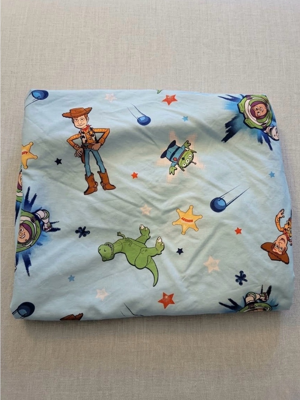 Disney Toy Story Light Blue Fitted Crib Sheet with Character Print